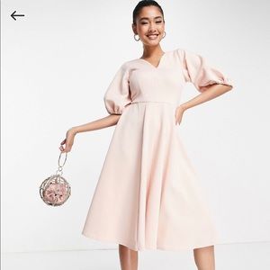 Closet London balloon sleeve dress in plush pink ASOS